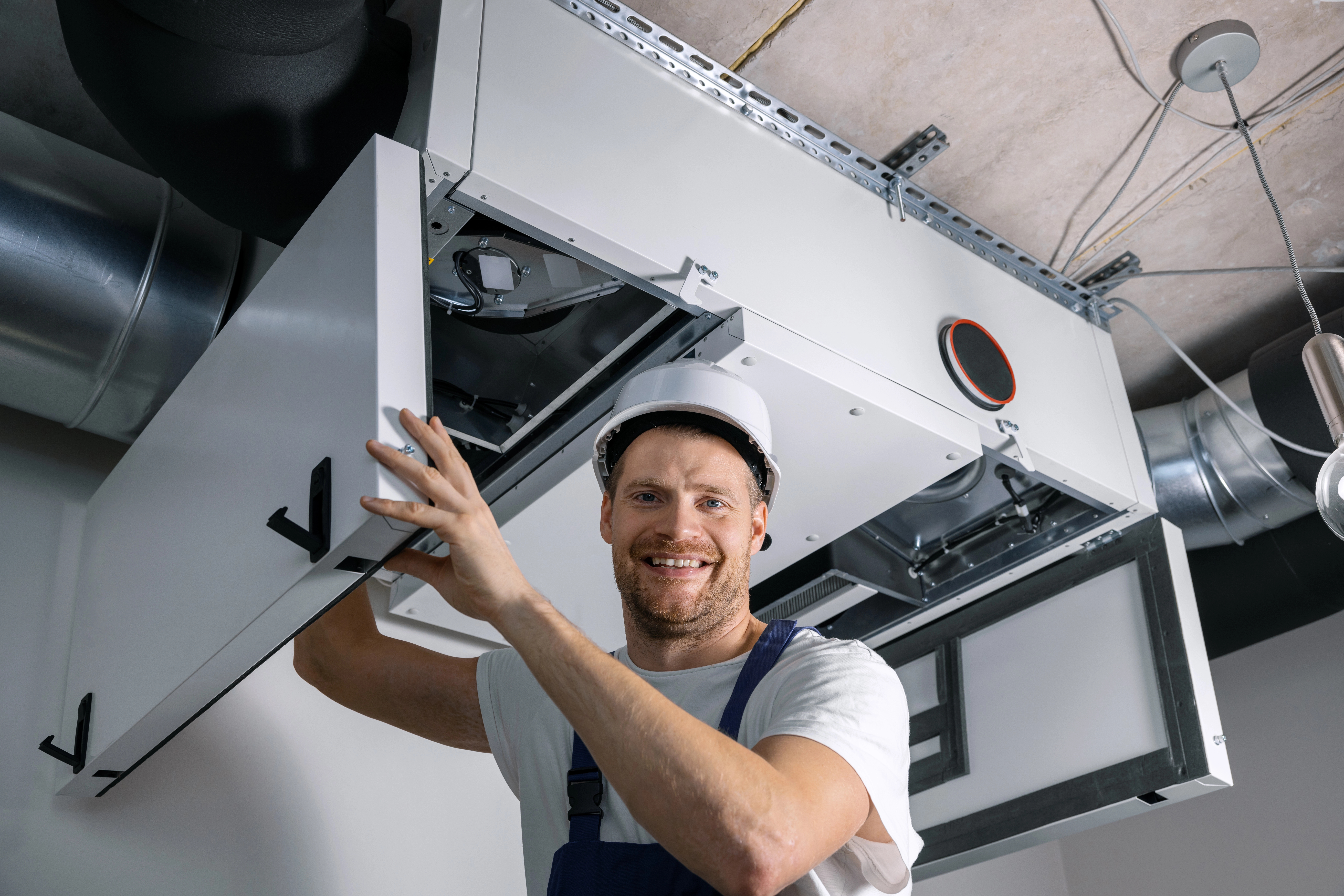 ERV/HRV unit connected to ductwork